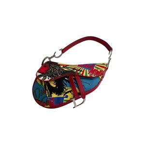 Vintage Christian Dior Red Dior Mania Saddle Bag
